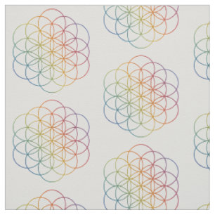 Tissu Fleur de Vie Motif à Dégradé de Arc-en-ciel sur Fo