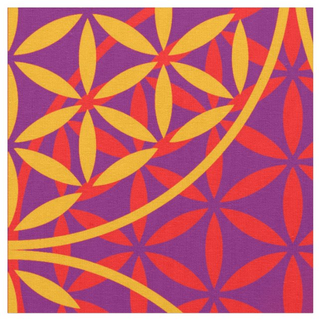 Tissu Fleur de vie - motif de timbre - rose orange (Fermer)