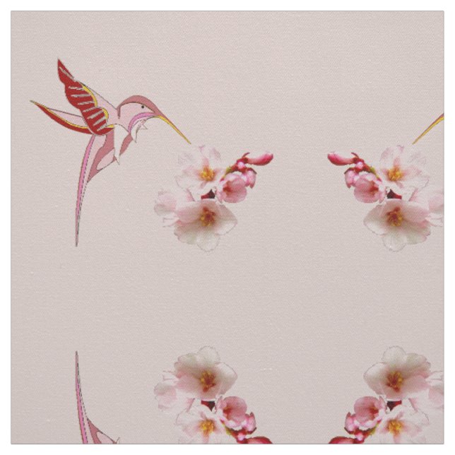 Tissu Fleur d'oiseaux et de cerisiers (Échantillon)