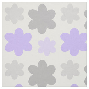 Tissu Fleur florale violette gris lavande