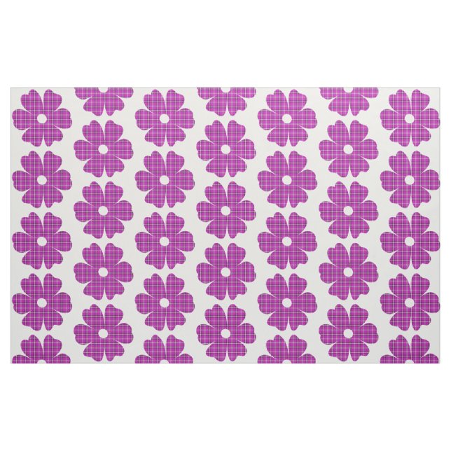 Tissu Fleur Forme Carreaux Rose Violet (Fat Quarter)