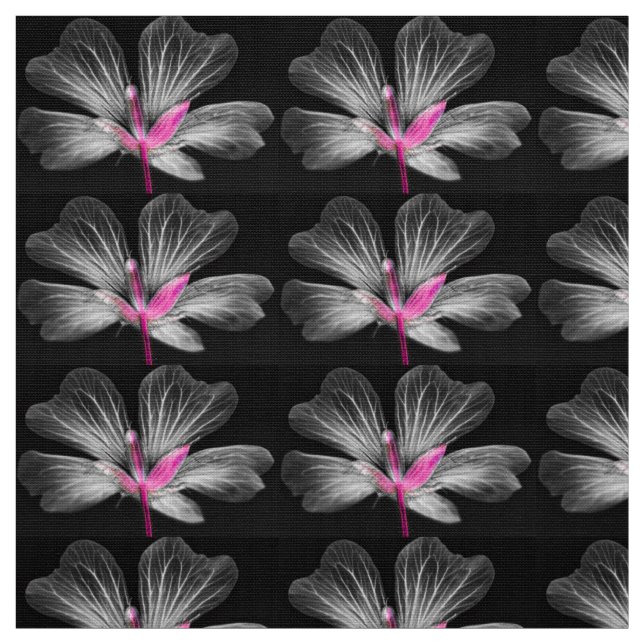 Tissu Fleur grise et rose (Échantillon)