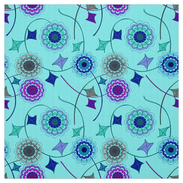Tissu Fleur Ivy Blue Fabric moderne (Échantillon)