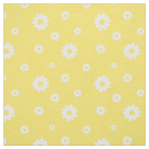 Tissu Fleur marguerite jaune blanc Motif d'été