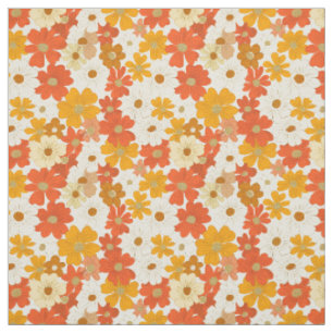 Tissu Fleur rétro orange botanique gras floral vintage 7