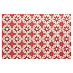 Tissu Fleur rouge blanc et beige comme Motif