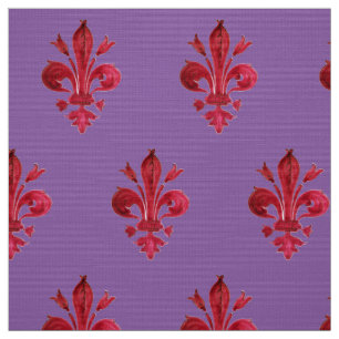 Tissu FLEUR ROUGE DE LIS DANS PURPLE Floral Patch