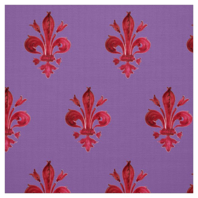 Tissu FLEUR ROUGE DE LIS DANS PURPLE Floral Patch (Échantillon)