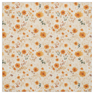 Tissu Fleur sauvage boho florale orange terracotta