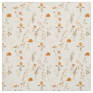 Tissu Fleur sauvage boho florale orange terracotta
