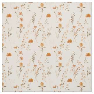 Tissu Fleur sauvage boho florale orange terracotta