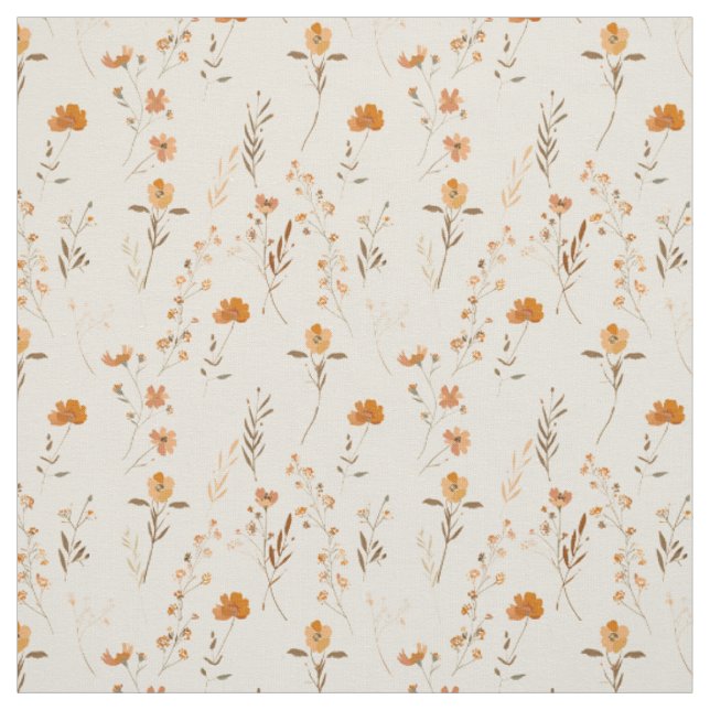 Tissu Fleur sauvage boho florale orange terracotta (Échantillon)