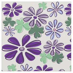 Tissu Fleur sauvage et Clover violet et vert