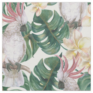 Tissu Fleur tropicale vintage de cacatoès