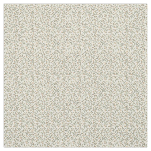 Tissu Fleur utilitaire vintage des années 1940 Kaki et p (Échantillon)