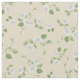 Tissu Fleur vintage Marguerites blanches Français Crèm