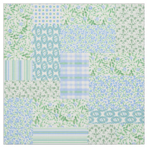 Tissu Fleurs à perches bleues Vintage Motif de patchs Fa