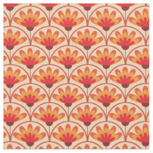 Tissu Fleurs abstraites rétro vintage sur formes de coqu