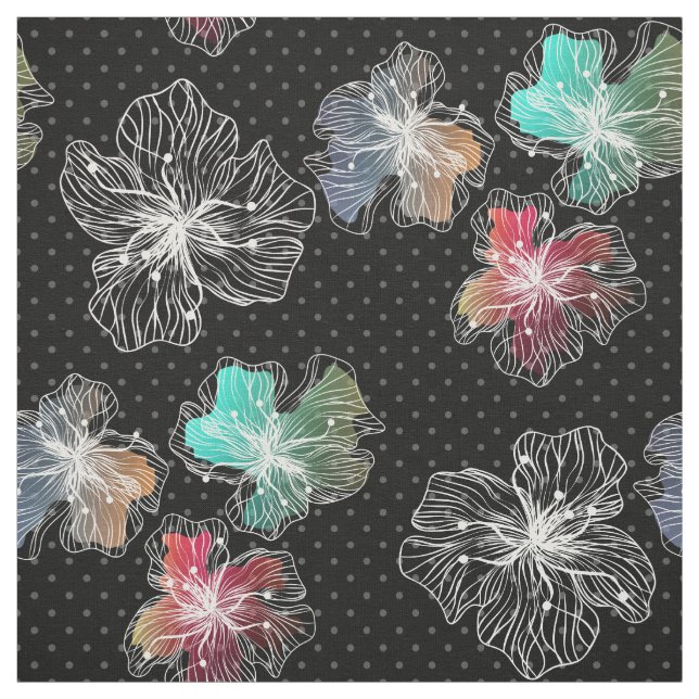 Tissu Fleurs alignées sans couture abstrait PA moderne (Échantillon)