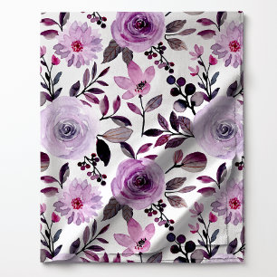 Tissu Fleurs aquarelles roses lavande violettes féminine