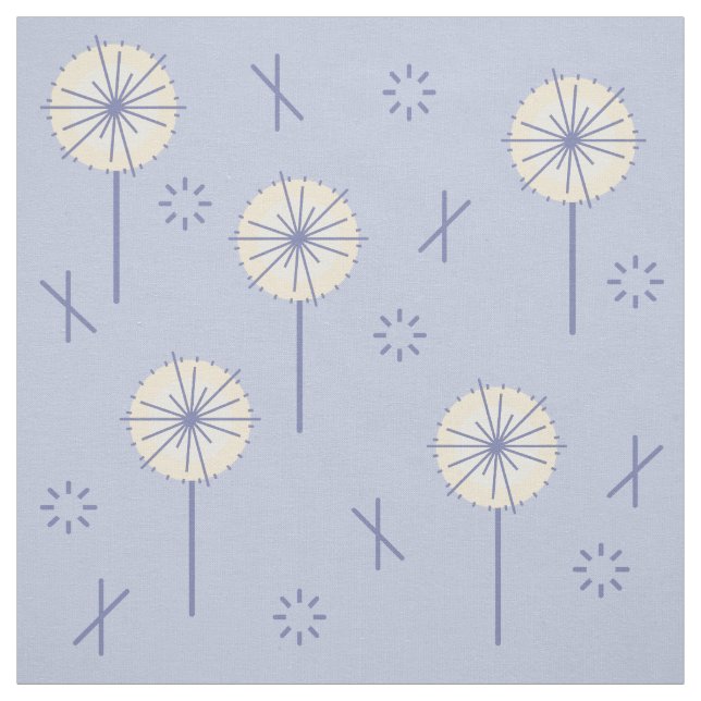 Tissu Fleurs atomiques rétro bleu jaune (Échantillon)