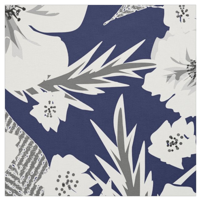 Tissu Fleurs blanches. (Échantillon)