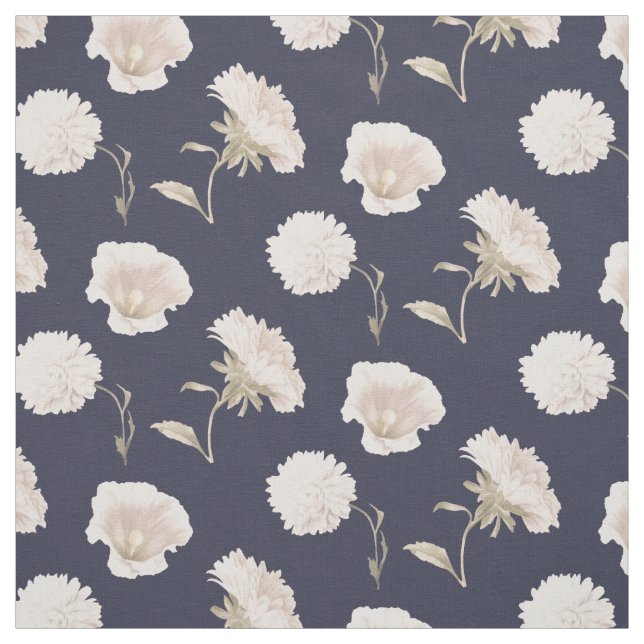 Tissu Fleurs blanches (Échantillon)