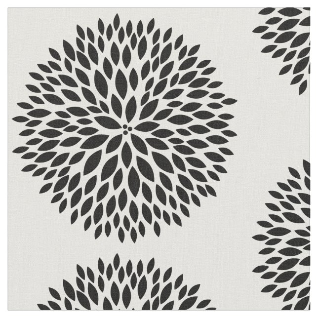 Tissu Fleurs blanches et noires (Fermer)