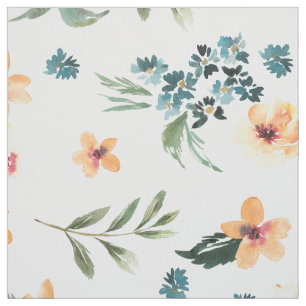 Tissu Fleurs bleu clair et jaune doux motif