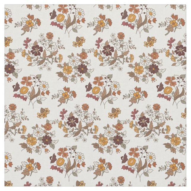 Tissu Fleurs Boho Retro Motif méditerranéen (Fermer)