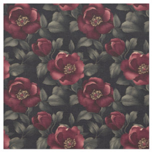 Tissu Fleurs bourguignonnes en noir