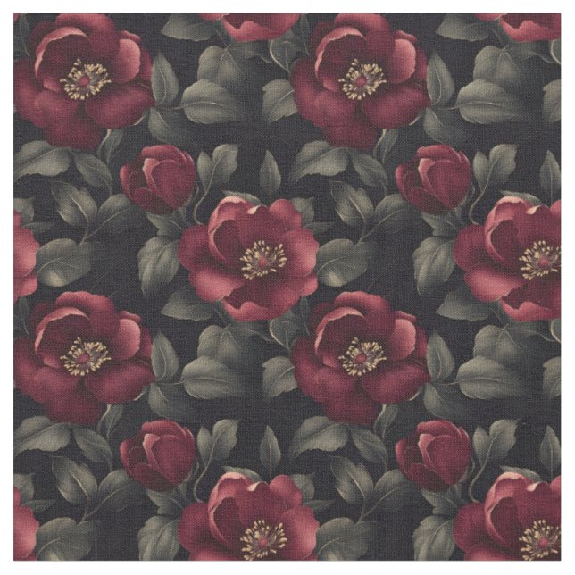 Tissu Fleurs bourguignonnes en noir (Fermer)