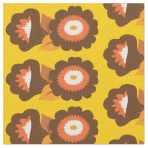 Tissu Fleurs Brown rétro