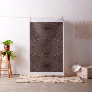 Tissu Fleurs brunes Abstraites et or