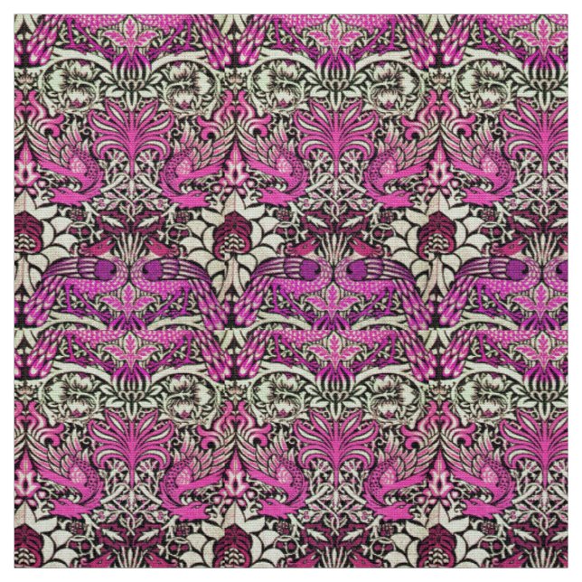 Tissu FLEURS, COQUES DE PAIX ET DRAGONS, BLack Rose Blan (Échantillon)