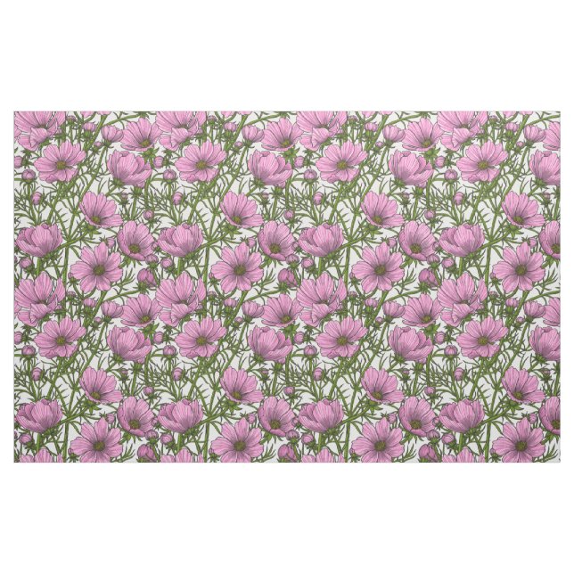 Tissu Fleurs Cosmos roses (Fat Quarter)