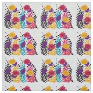 Tissu Fleurs coupées roses et violettes avec pétales com