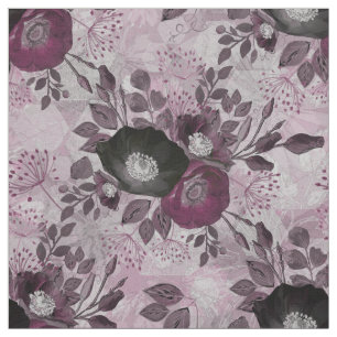 Tissu Fleurs d'aquarelle bordeaux.