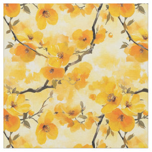 Tissu Fleurs d'aquarelle jaune