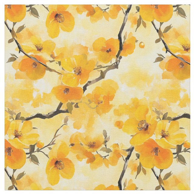 Tissu Fleurs d'aquarelle jaune (Fermer)