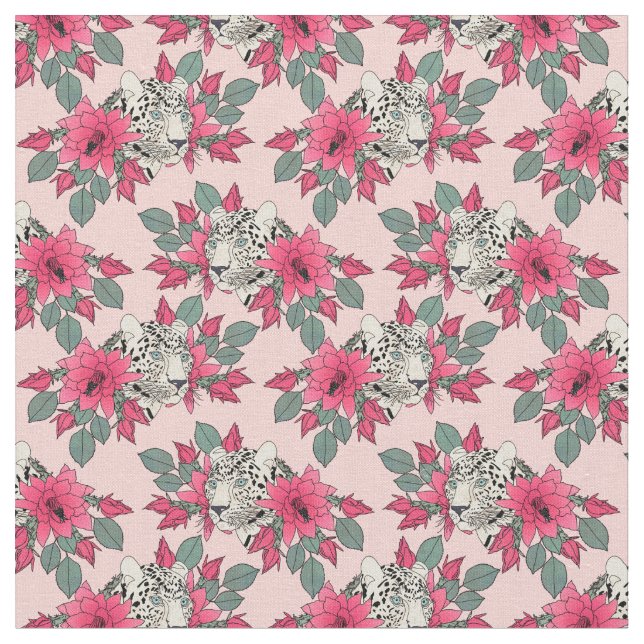 Tissu Fleurs de cactus Classy et design léopard (Fermer)