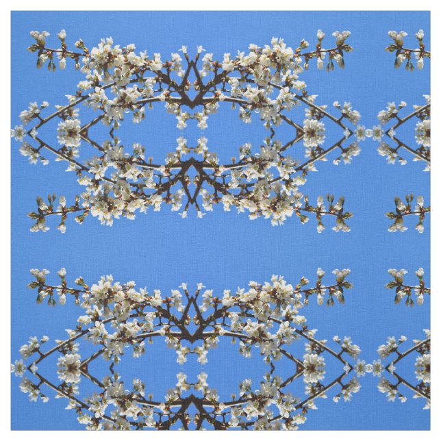 Tissu Fleurs de cerisier blanc printemps (Échantillon)