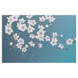 Tissu Fleurs de cerisier floral Dusty Mauve Bleu foncé