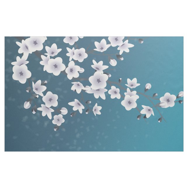 Tissu Fleurs de cerisier floral Dusty Mauve Bleu foncé (Yard)