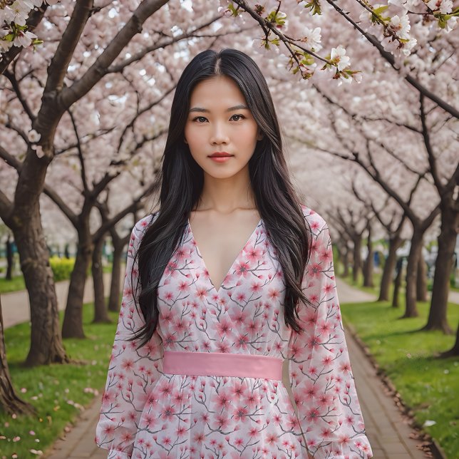 Tissu Fleurs de cerisiers sur blanc (Créateur téléchargé)
