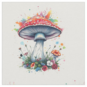 Tissu Fleurs de champignon Bois Planche colorée