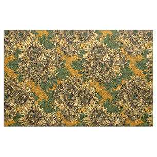 Tissu Fleurs de chrysanthème jaune