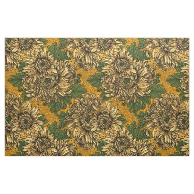 Tissu Fleurs de chrysanthème jaune (Fat Quarter)