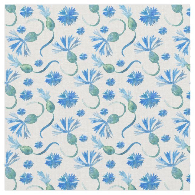 Tissu Fleurs de corail bleu aquarelle (Fermer)