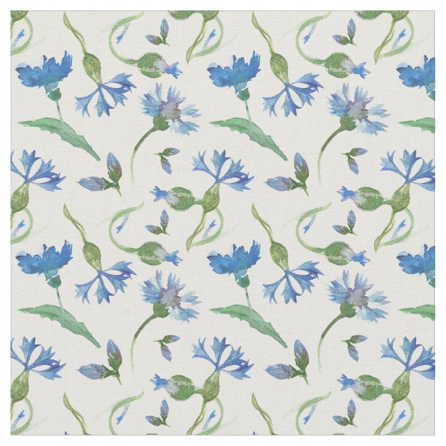 Tissu Fleurs de corail bleu aquarelle (Fermer)